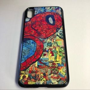 iPhone XR Spider-Man comic book collage hard plastic phone case